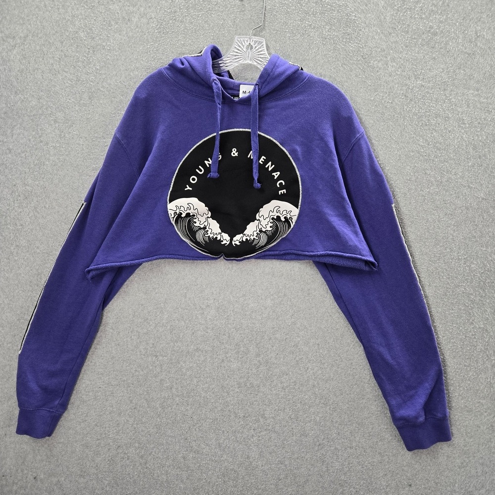 Fall Out Boy Women Hoodie XL Purple Cropped Fleece Young & Menace Wave READ